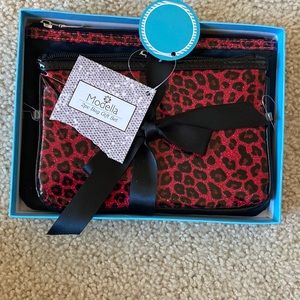 2pc gift bag set in red and black leopard print